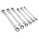 Sealey S0806 6pc Flexi-Head Double End Ratchet Ring Spanner Set