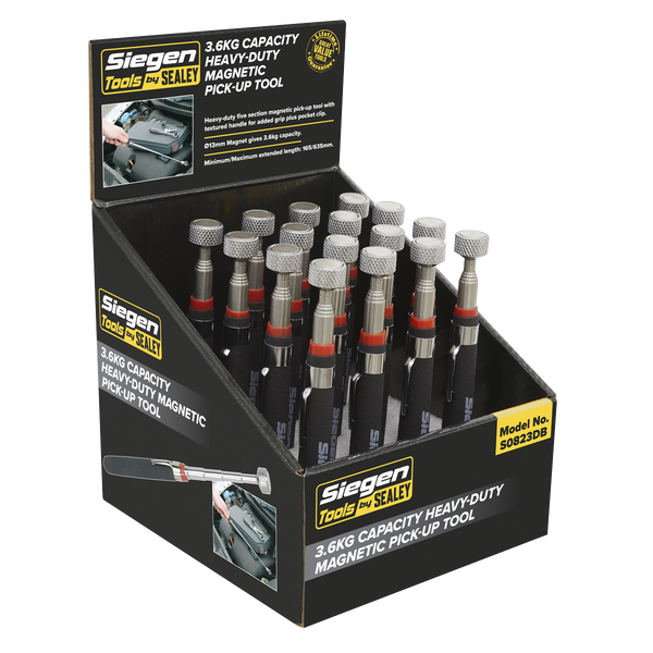 Sealey S0823DB Heavy-Duty Magnetic Pick-Up Tool - 3.6kg Capacity - Display Box of 16
