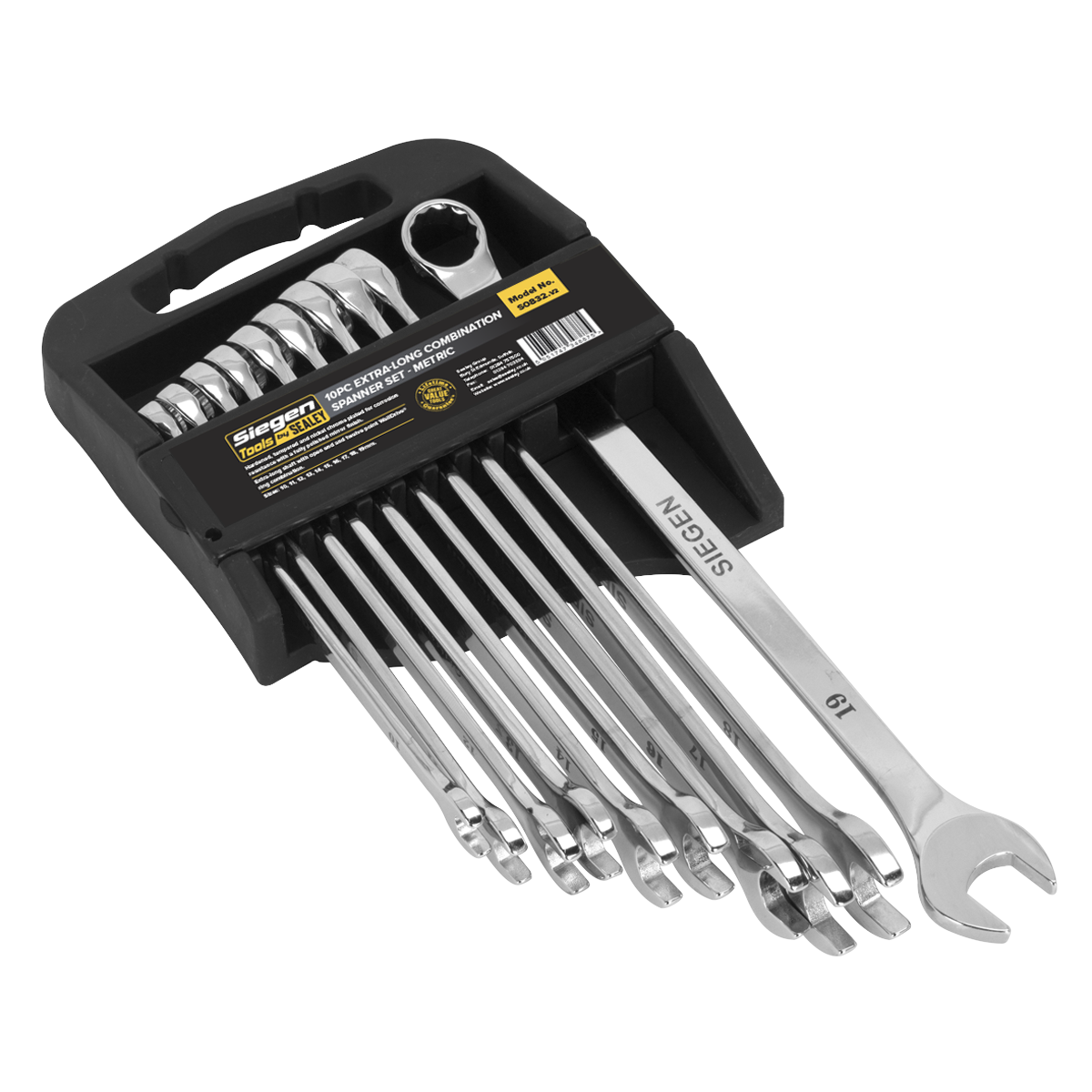 Sealey S0832 10pc Extra-Long Combination Spanner Set