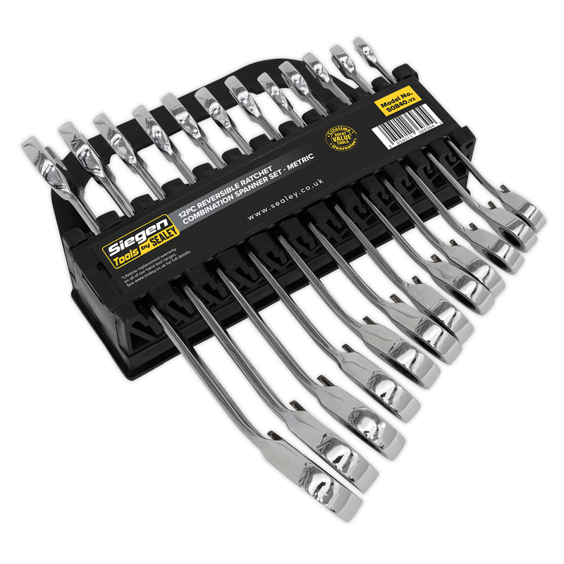 Sealey S0840 12pc Reversible Combination Ratchet Spanner Set