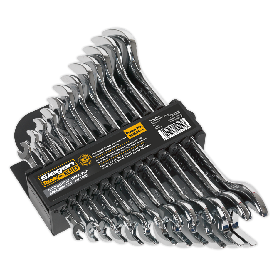Sealey S0849 12pc Double Open-End Spanner Set