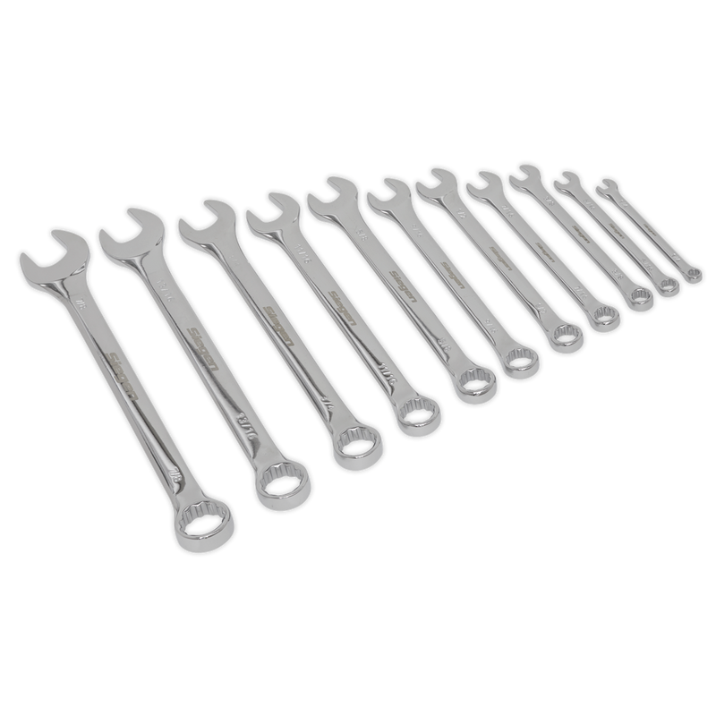 Sealey S0857 11pc Combination Spanner Set - Imperial