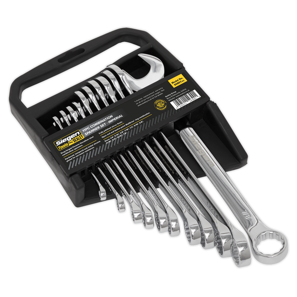 Sealey S0857 11pc Combination Spanner Set - Imperial