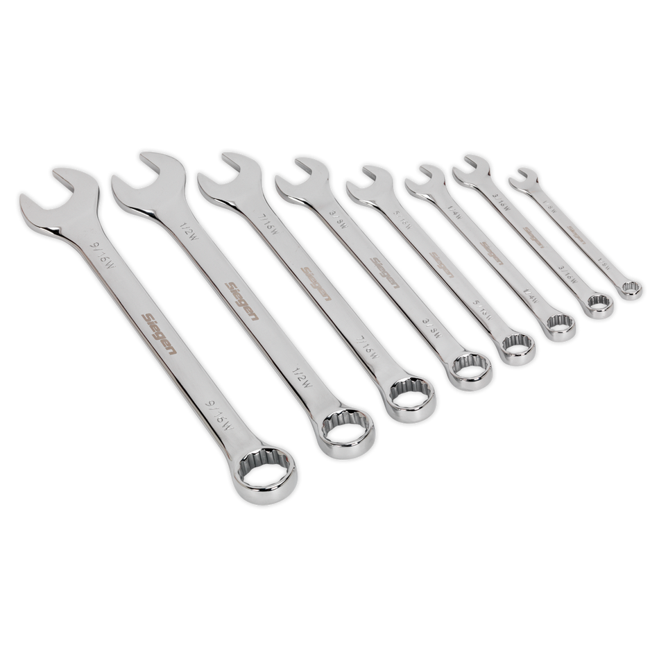 Sealey S0870 8pc Combination Spanner Set - Whitworth