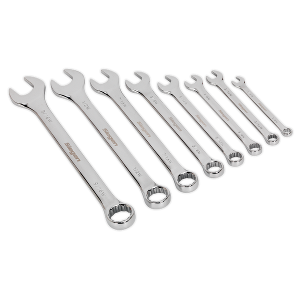 Sealey S0870 8pc Combination Spanner Set - Whitworth