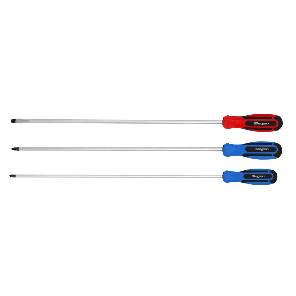 Sealey S0895 3pc Extra-Long Screwdriver Set