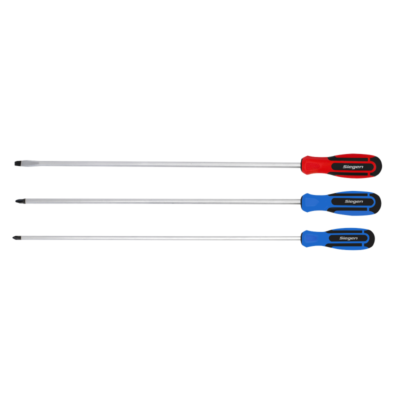Sealey S0895 3pc Extra-Long Screwdriver Set