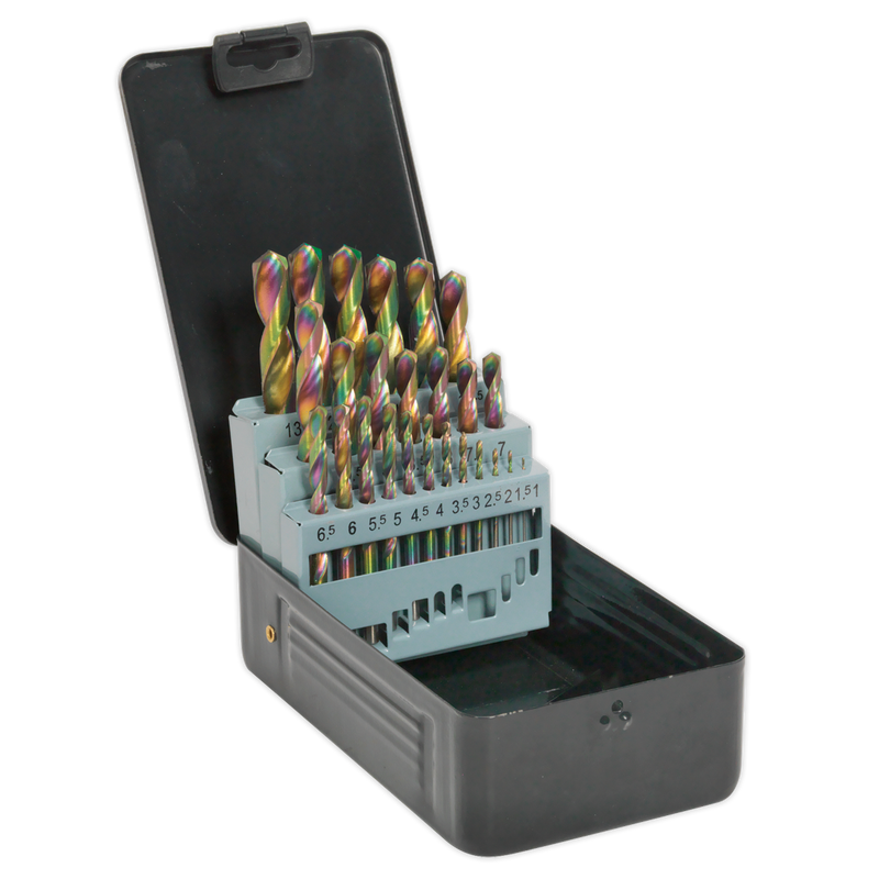 Sealey S0938 25pc HSS Edge Ground Drill Bit Set - DIN 338