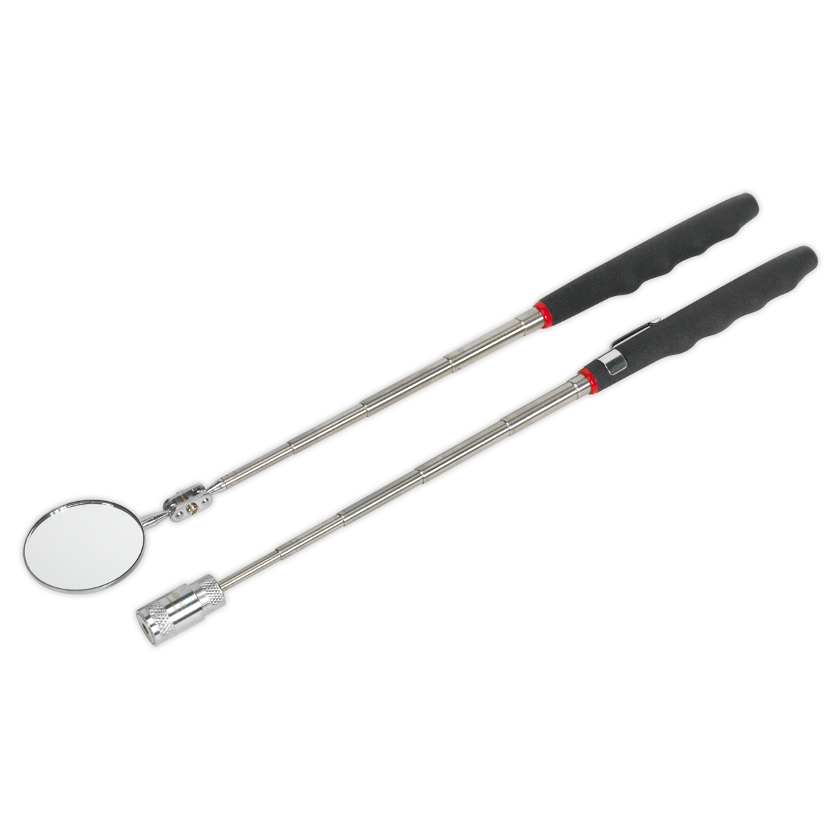Sealey S0941 2pc Telescopic Magnetic LED Pick-Up Tool & Inspection Mirror Set