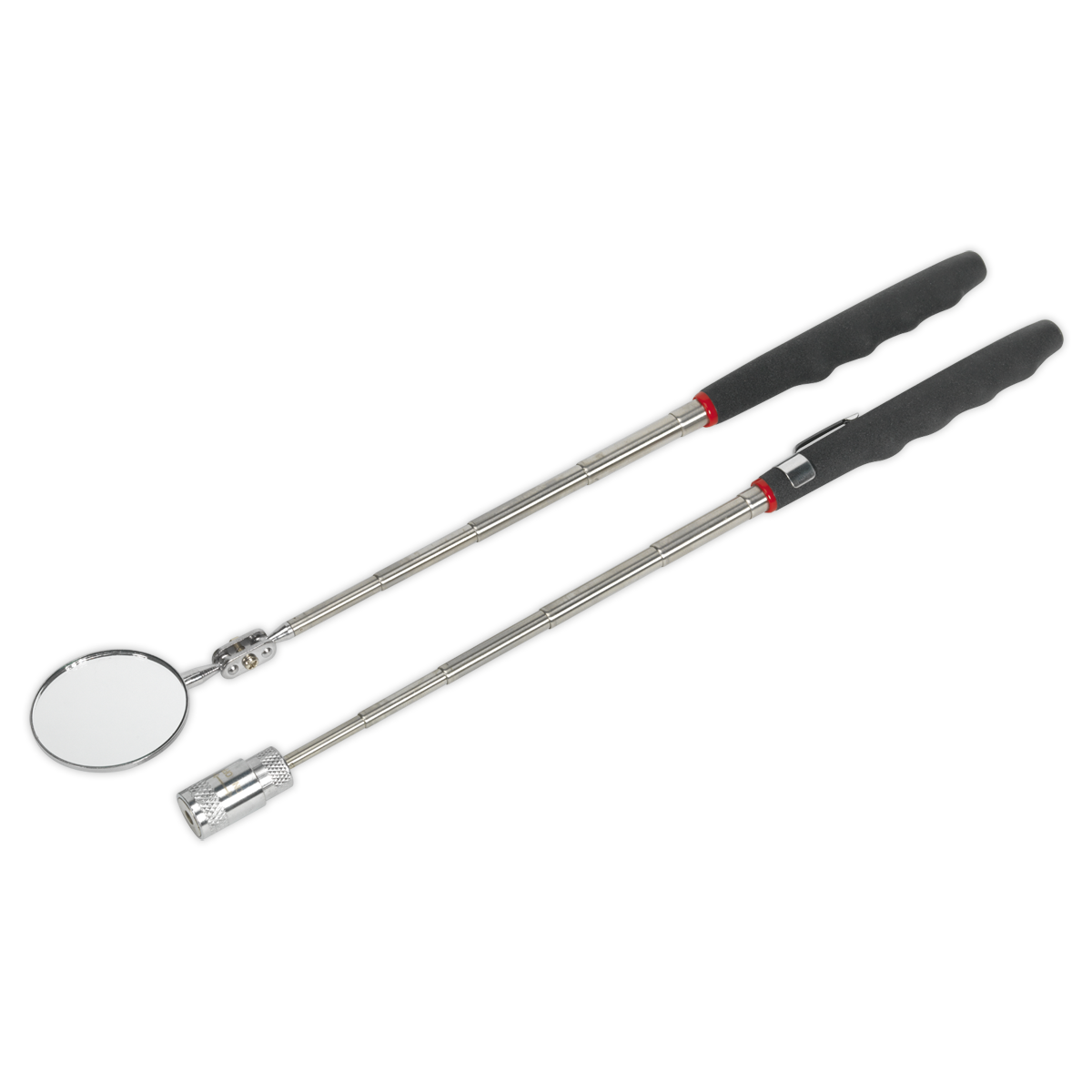 Sealey S0941 2pc Telescopic Magnetic LED Pick-Up Tool & Inspection Mirror Set
