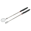 Sealey S0941 2pc Telescopic Magnetic LED Pick-Up Tool & Inspection Mirror Set