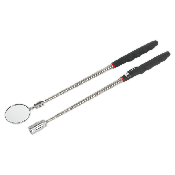 Sealey S0941 2pc Telescopic Magnetic LED Pick-Up Tool & Inspection Mirror Set