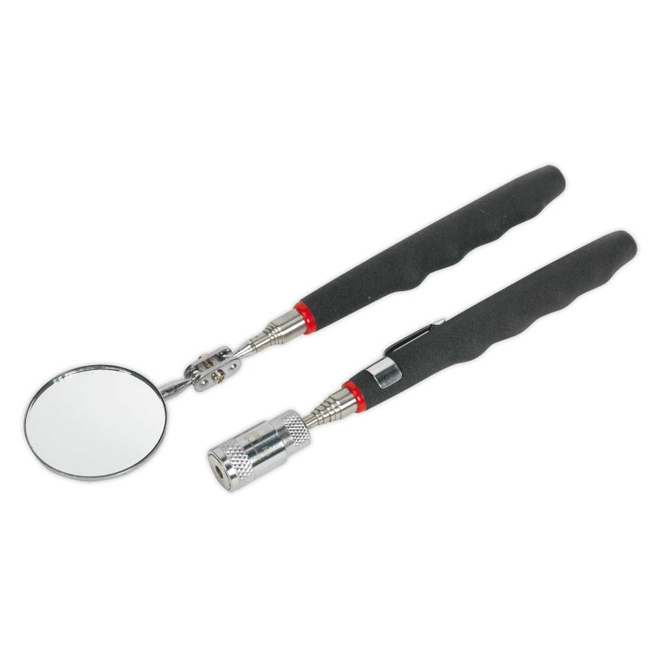 Sealey S0941 2pc Telescopic Magnetic LED Pick-Up Tool & Inspection Mirror Set