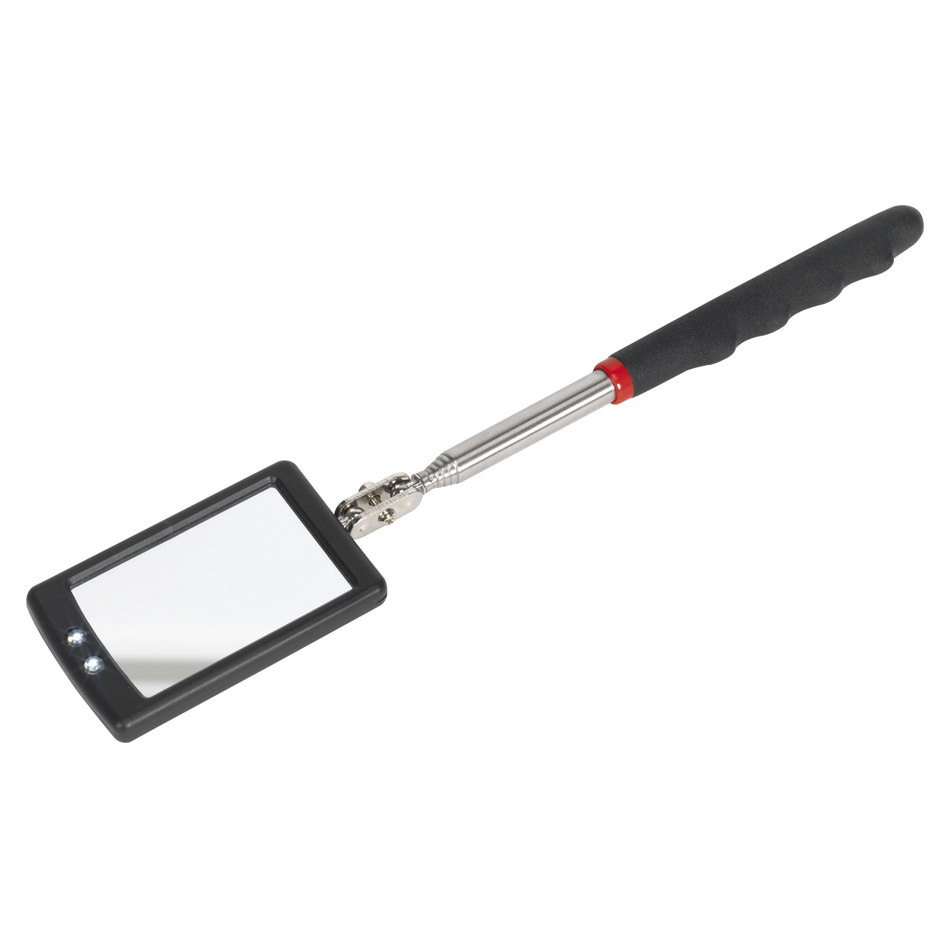 Sealey S0948 52 x 83mm Telescopic Inspection Mirror with 2 LED Lights