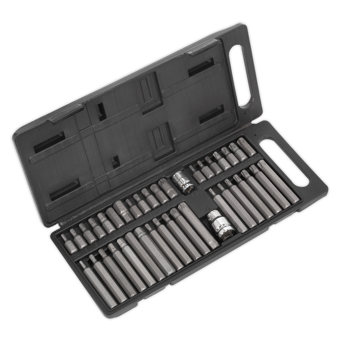 Sealey S0982 40pc 3/8" & 1/2"Sq Drive TRX-Star*/Hex/Spline Bit Set