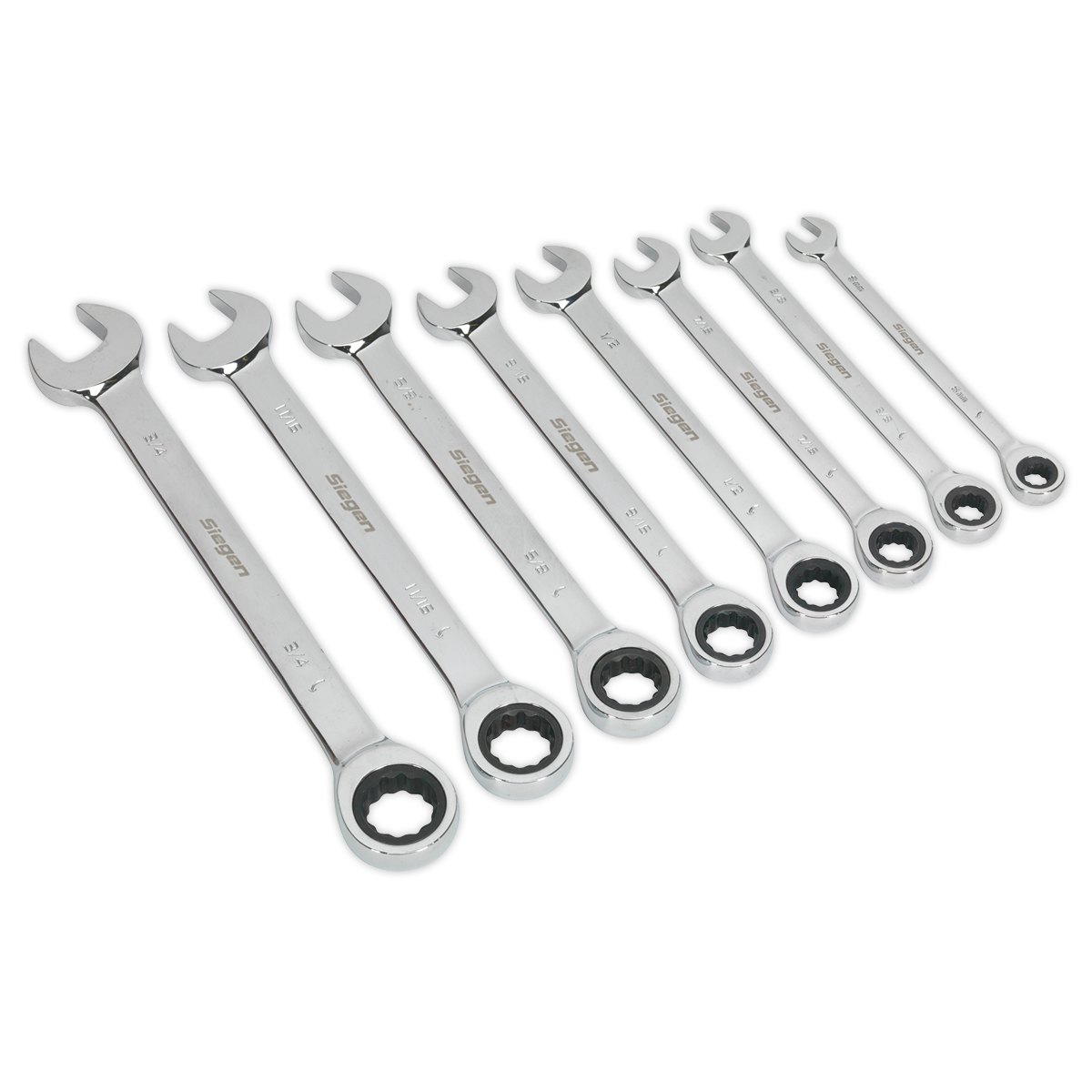Sealey S0984 8pc Combination Ratchet Spanner Set - Imperial