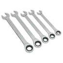 Sealey S0985 5pc Combination Ratchet Spanner Set