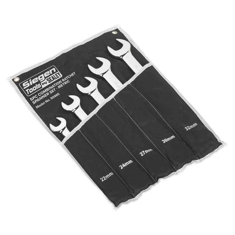 Sealey S0985 5pc Combination Ratchet Spanner Set