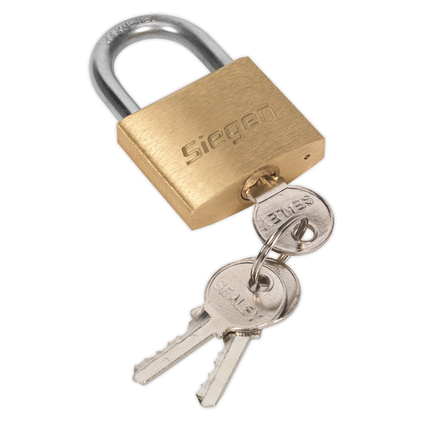 Sealey S0987 40mm Brass Body Padlock with Brass Cylinder