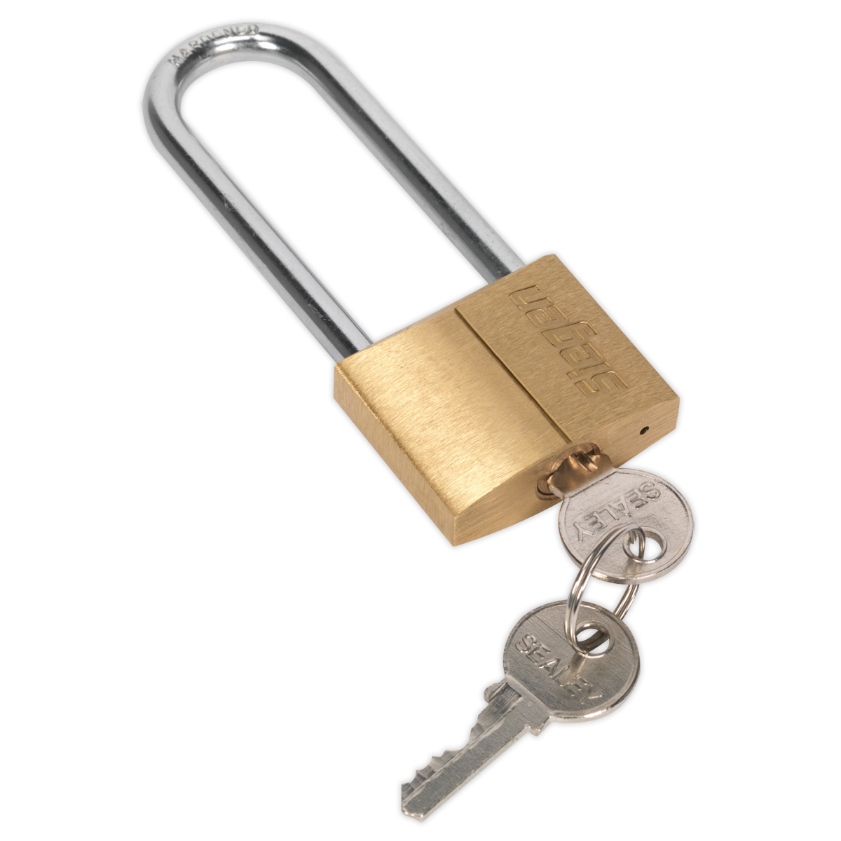 Sealey S0989 40mm Long Shackle Brass Body Padlock with Brass Cylinder