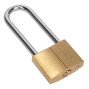 Sealey S0989 40mm Long Shackle Brass Body Padlock with Brass Cylinder