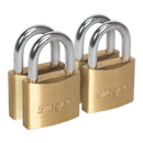 Sealey S0992 Brass Body Padlock with Brass Cylinder Keyed Alike - Pack of 4