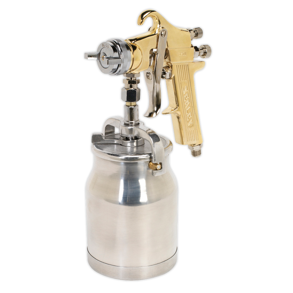 Sealey S701 Workshop Gold Series Suction Feed Spray Gun 1.8mm Set-Up