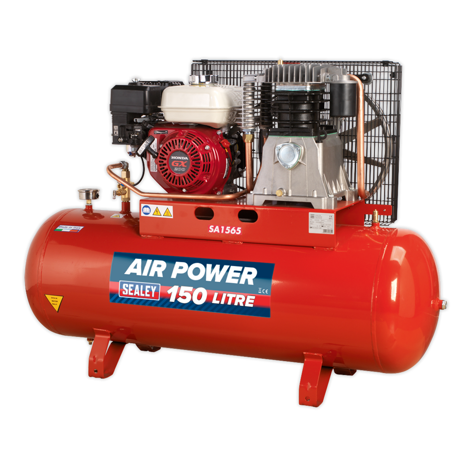 Sealey SA1565 150L Belt Drive Air Compressor with Petrol Engine 6.5hp