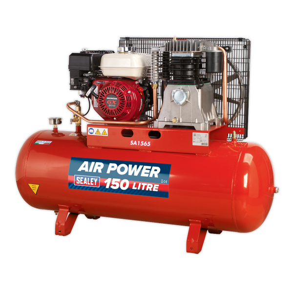 Sealey SA1565 150L Belt Drive Air Compressor with Petrol Engine 6.5hp