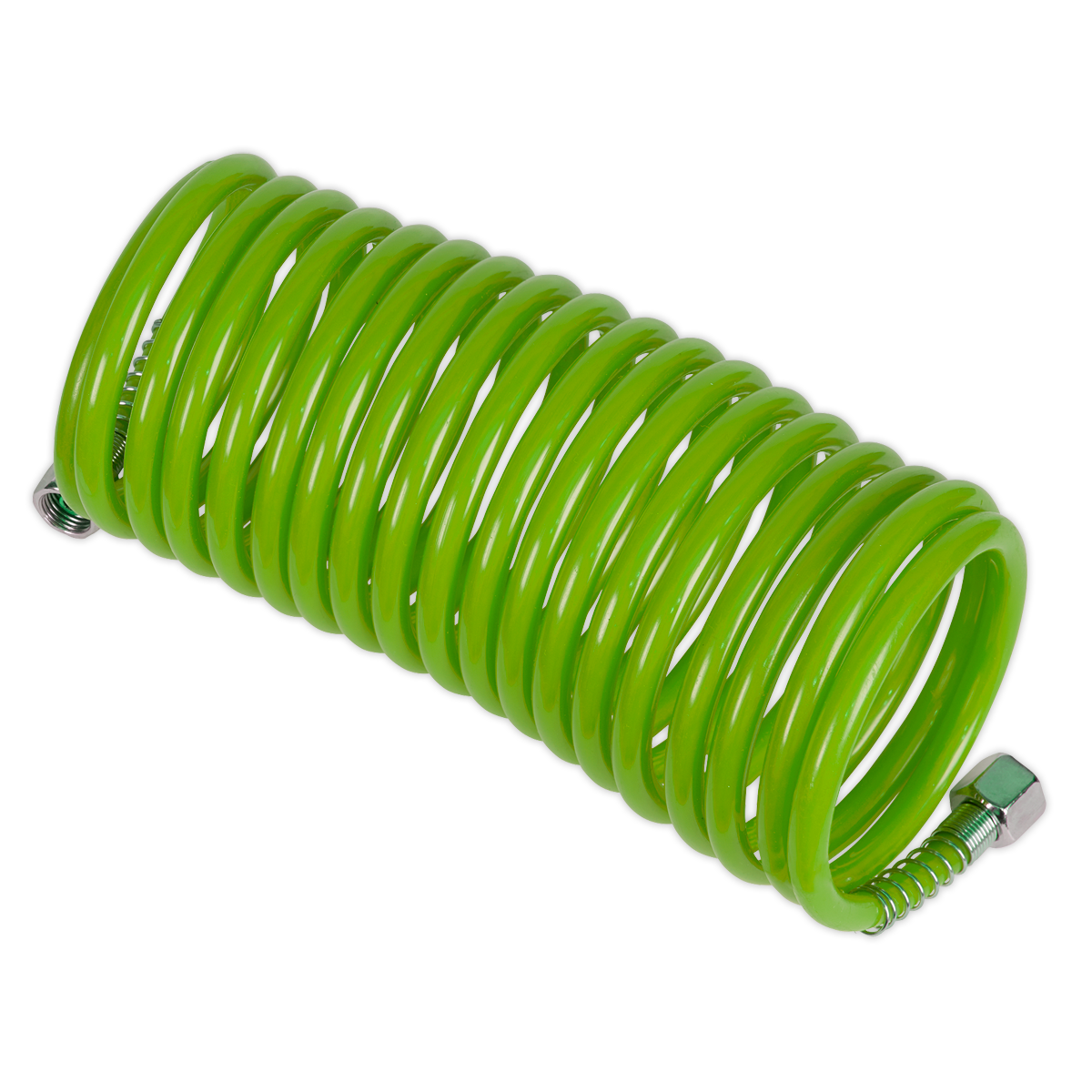 Sealey SA335G 5m x 5mm PE Coiled Air Hose with 1/4"BSP Unions - Green
