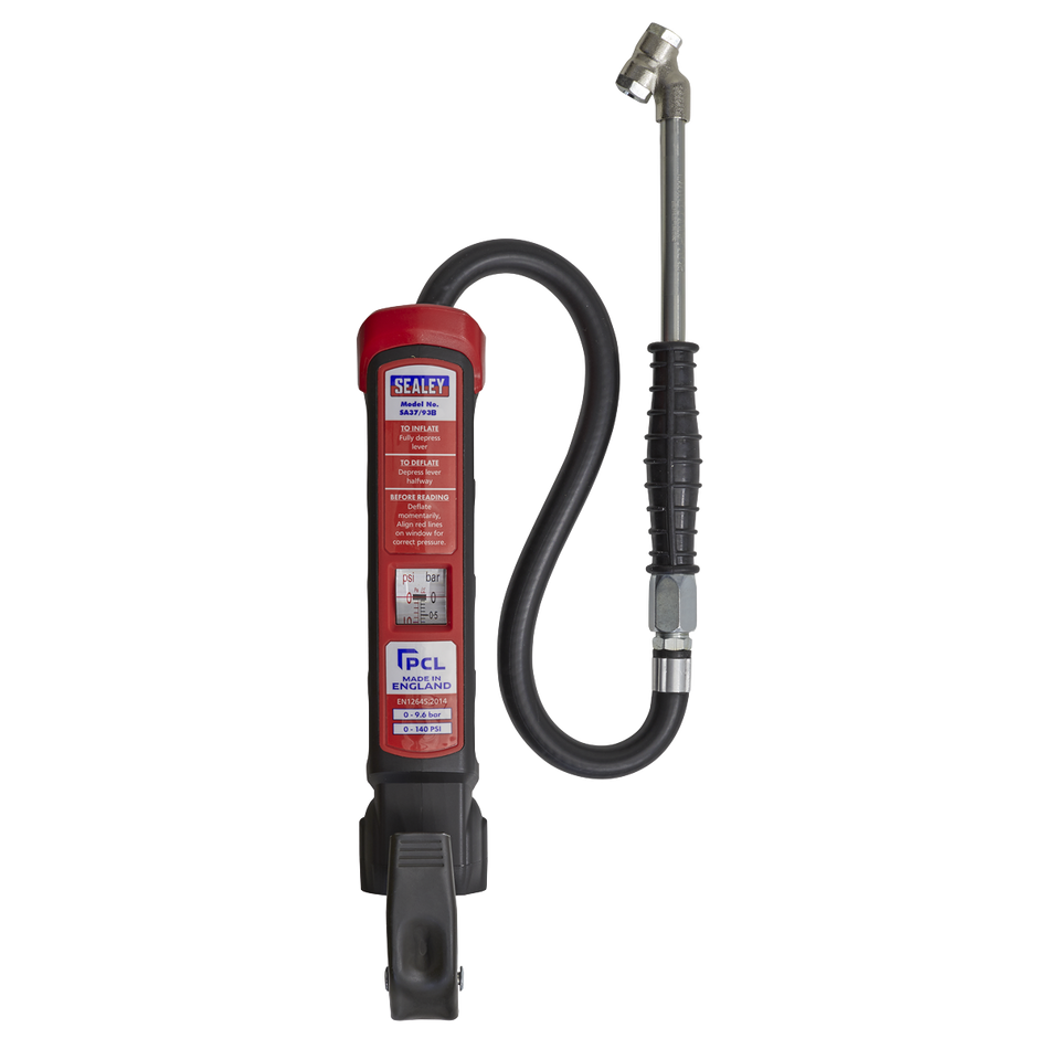 Sealey SA37/93B Anodised Tyre Inflator with Twin Push-On Connector