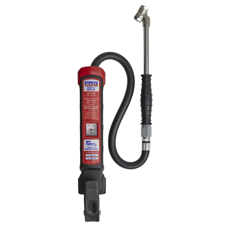 Sealey SA37/93B Anodised Tyre Inflator with Twin Push-On Connector