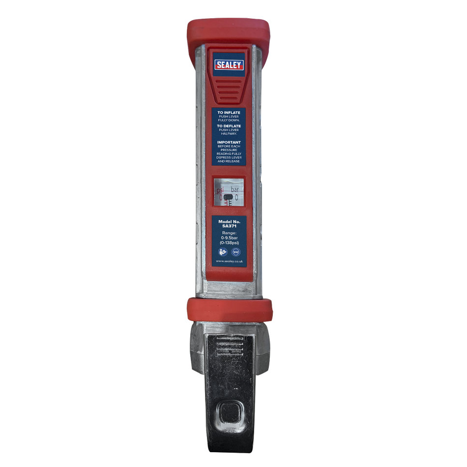 Sealey SA371 Tyre Inflator with 0.5m Hose & Twin Push-On Connector