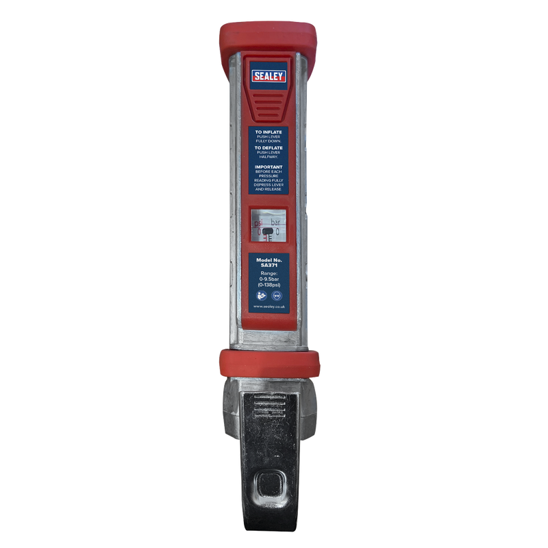 Sealey SA371 Tyre Inflator with 0.5m Hose & Twin Push-On Connector