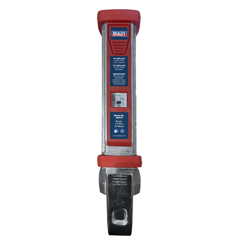 Sealey SA372 Tyre Inflator with 2.7m Hose & Clip-On Connector