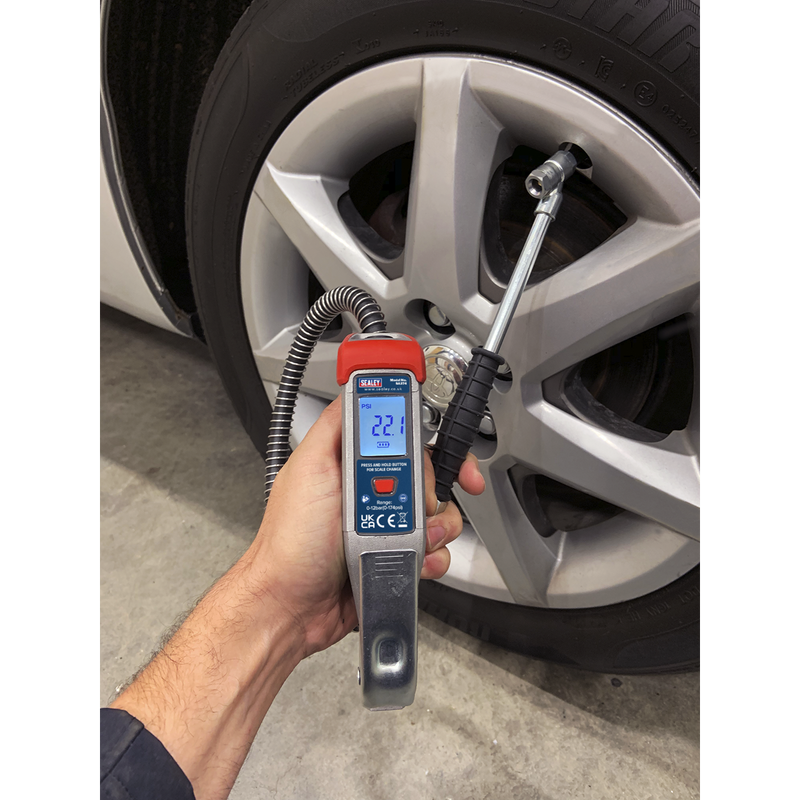 Sealey SA374 Digital Tyre Inflator with 0.5m Hose & Twin Push-On Connector