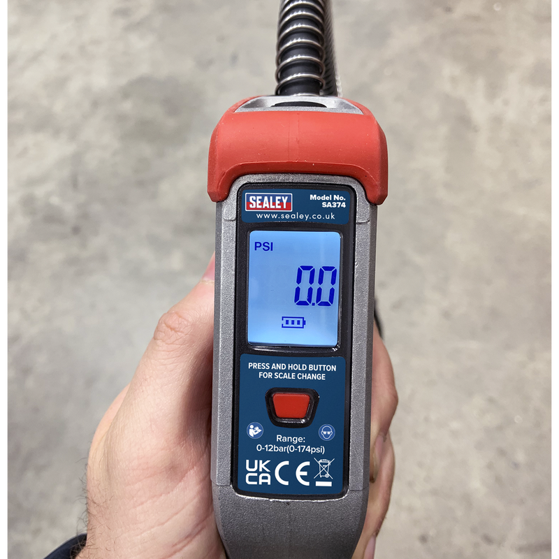 Sealey SA374 Digital Tyre Inflator with 0.5m Hose & Twin Push-On Connector