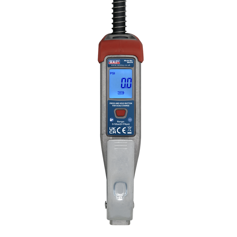 Sealey SA374 Digital Tyre Inflator with 0.5m Hose & Twin Push-On Connector