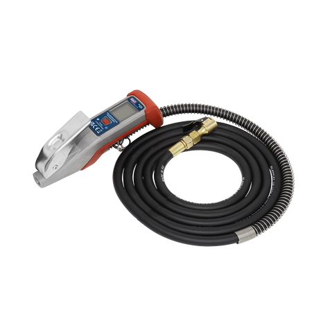 Sealey SA375 Digital Tyre Inflator with 2.7m Hose & Clip-On Connector