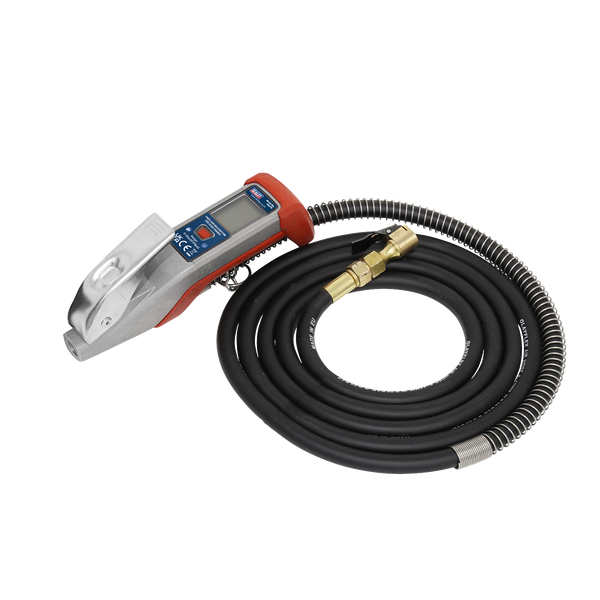 Sealey SA375 Digital Tyre Inflator with 2.7m Hose & Clip-On Connector