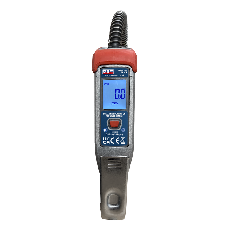 Sealey SA375 Digital Tyre Inflator with 2.7m Hose & Clip-On Connector