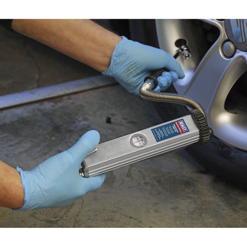 Sealey SA39 Long Type Tyre Inflator with Twin Push-On Connector