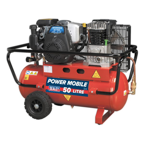 Sealey SA5040 50L Belt Drive Air Compressor with Petrol Engine 4hp