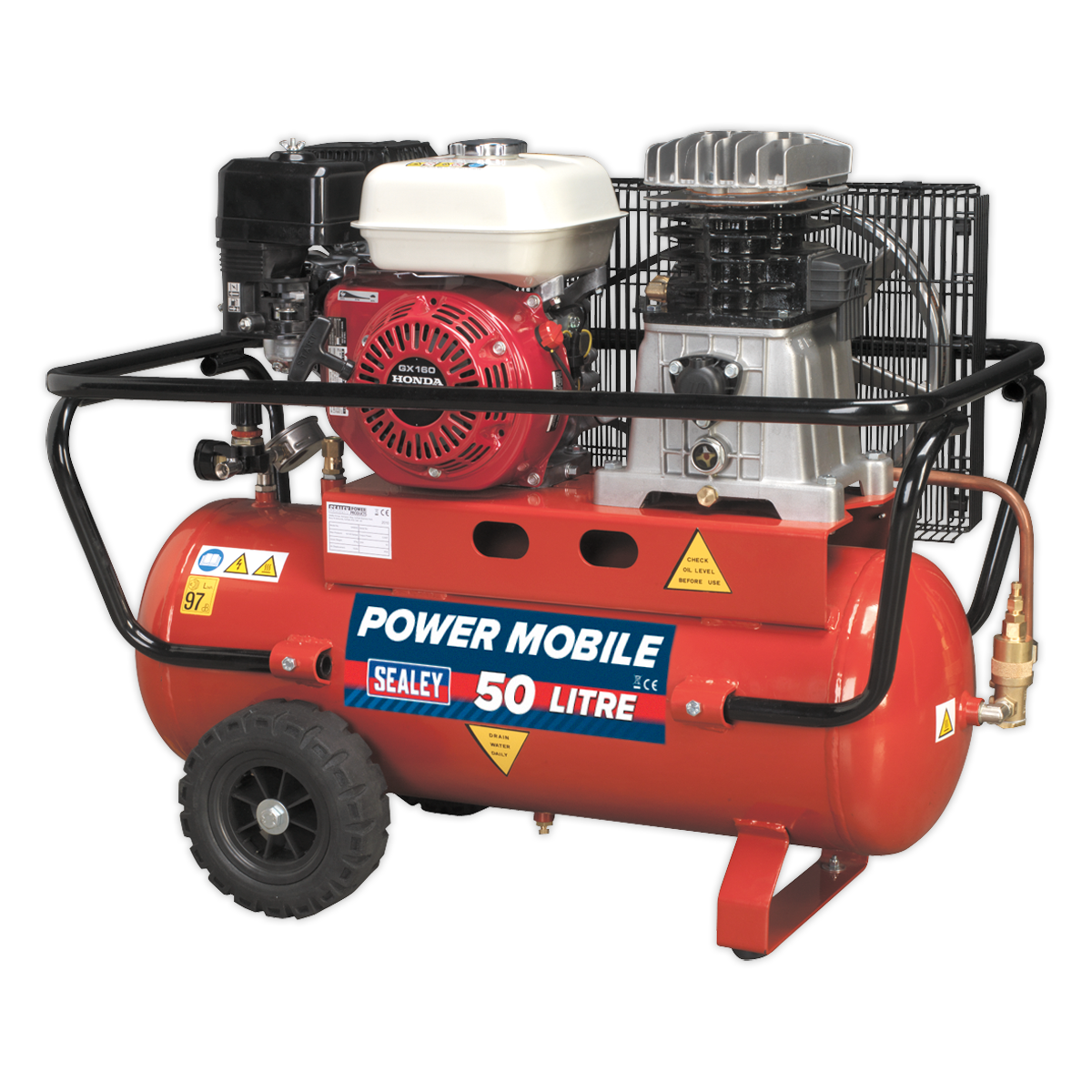 Sealey SA5055 50L Belt Drive Air Compressor with Petrol Engine 5.5hp