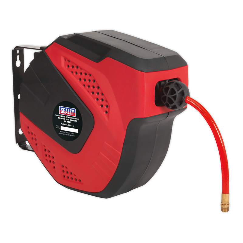 Sealey SA821 10m Auto-Rewind Control Air Hose Reel 8mm ID - PU Hose