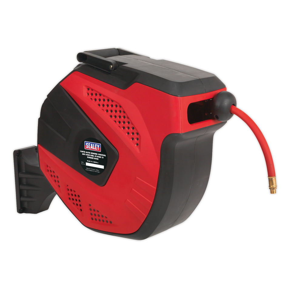 Sealey SA822 15m Auto-Rewind Control Air Hose Reel 10mm ID - Rubber Hose