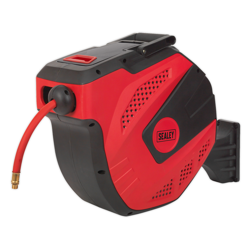 Sealey SA824 30m Auto-Rewind Control Air Hose Reel 10mm ID - Rubber Hose