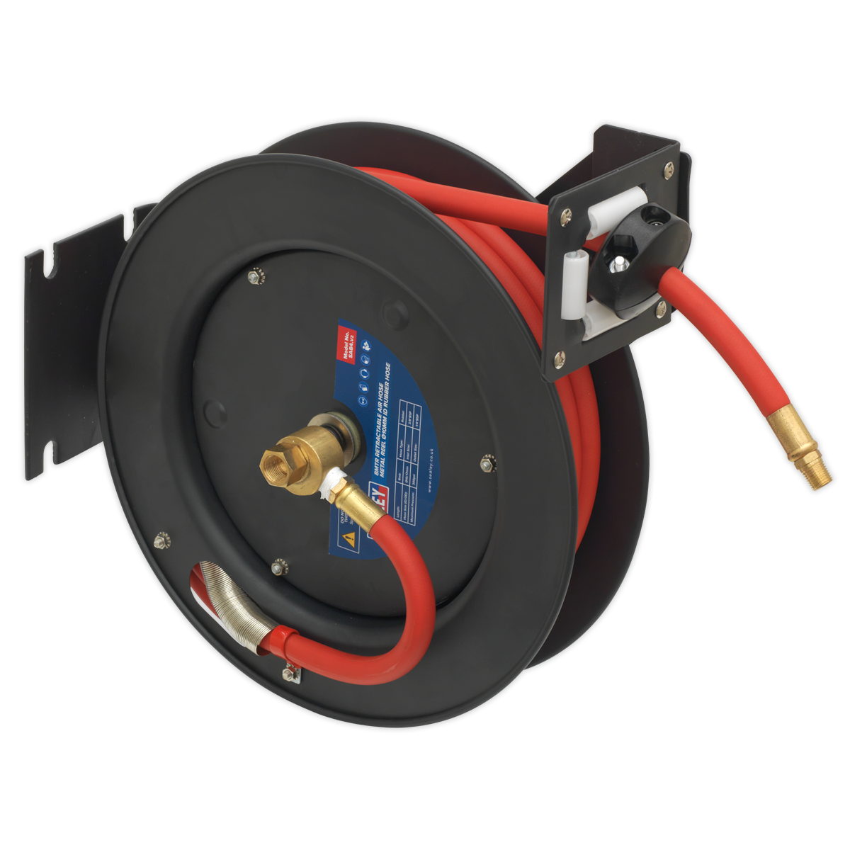 Sealey SA84 8m Retractable Air Hose Metal Reel 10mm ID Rubber Hose