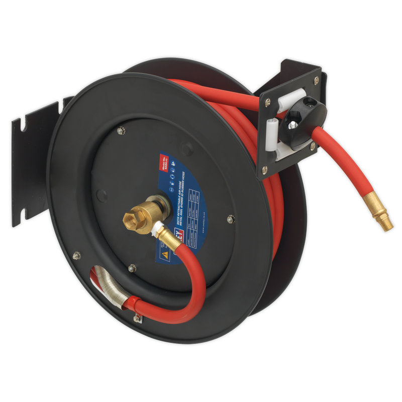 Sealey SA84 8m Retractable Air Hose Metal Reel 10mm ID Rubber Hose