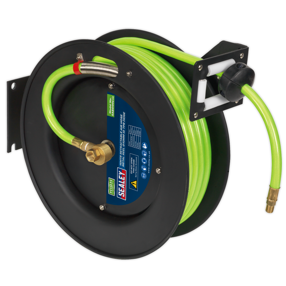 Sealey SA841HV 15m Retractable Air Hose 10mm ID High-Visibility TPR Hose